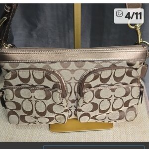 Coach Brown and Tan Shoulder Bag